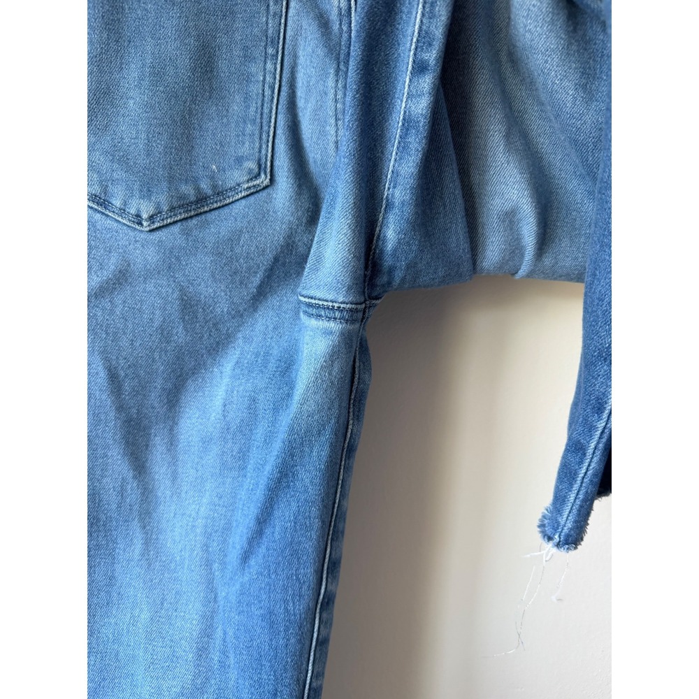 PAIGE Claudine High Rise Ankle Flare Jeans Medium Blue Raw Hem Size 29 - Picture 13 of 13